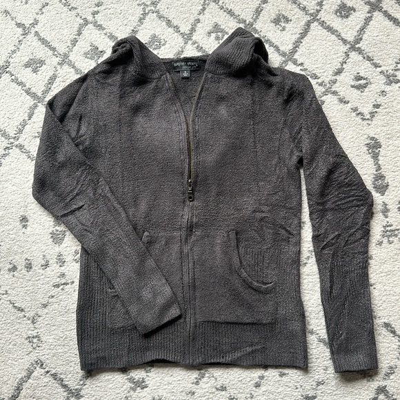 Barefoot Dreams Sweaters - Barefoot Dreams Boucle Zip-Up Hoodie Style 406 Cozy Chic Lite Charcoal Grey